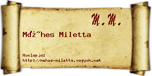 Méhes Miletta névjegykártya